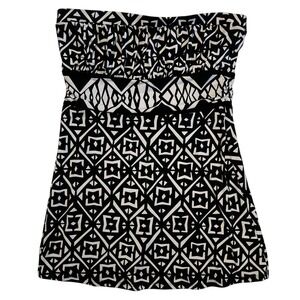 White House Black Market Y2K Geometric Pattern Strapless Tube Top‎ Size M